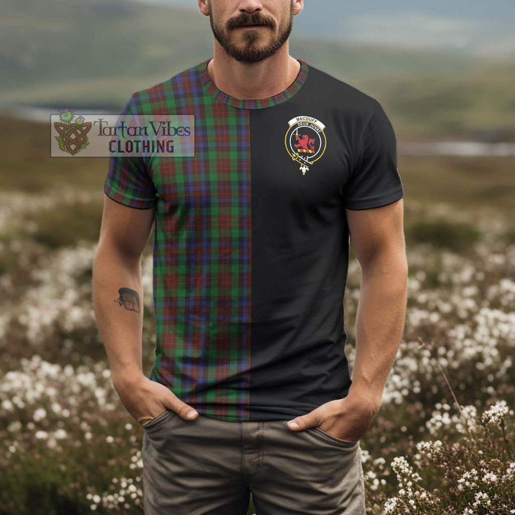 MacDuff Hunting Tartan T-Shirt with Family Crest and Half Of Me Style - Tartanvibesclothing Shop