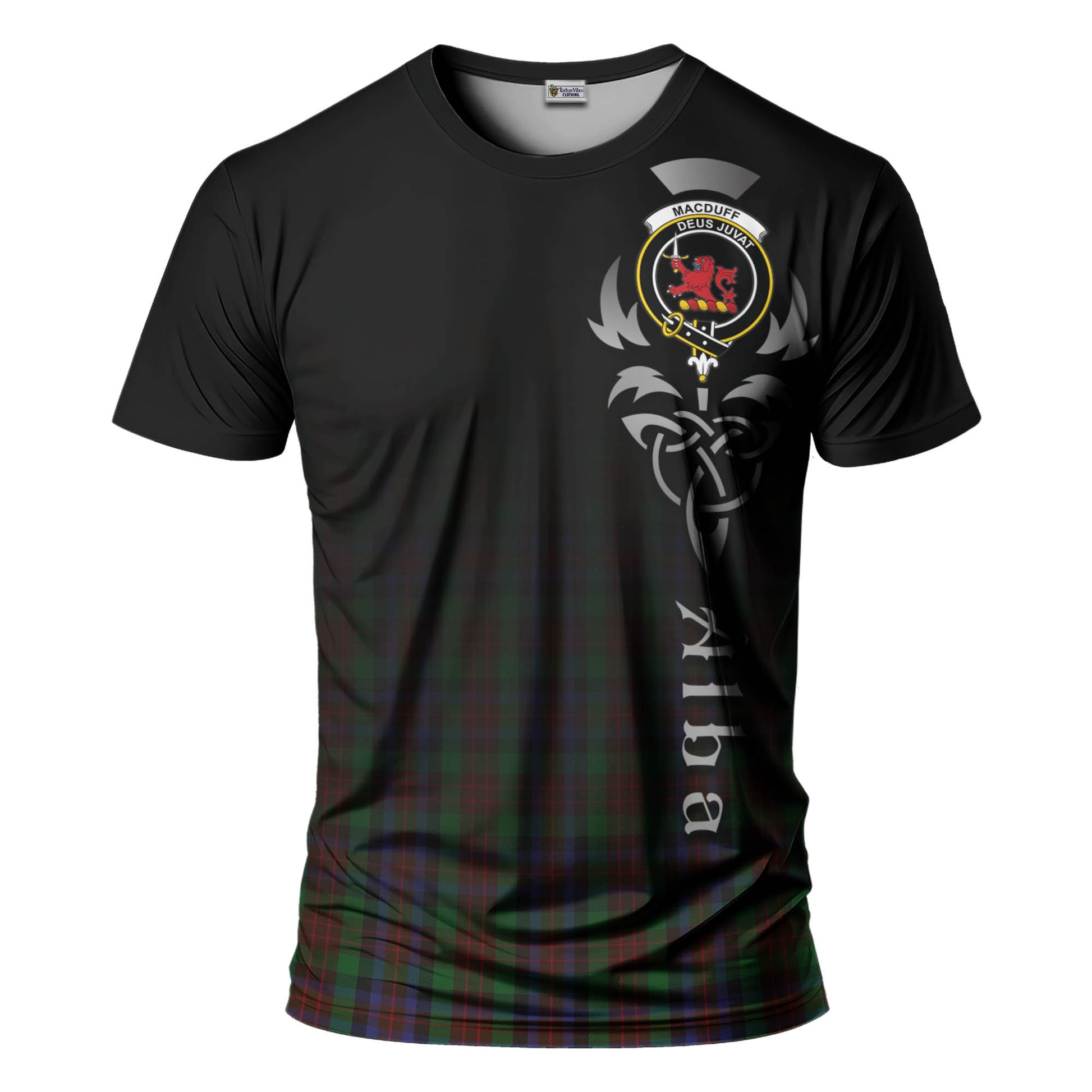 Tartan Vibes Clothing MacDuff Hunting Tartan T-Shirt Featuring Alba Gu Brath Family Crest Celtic Inspired