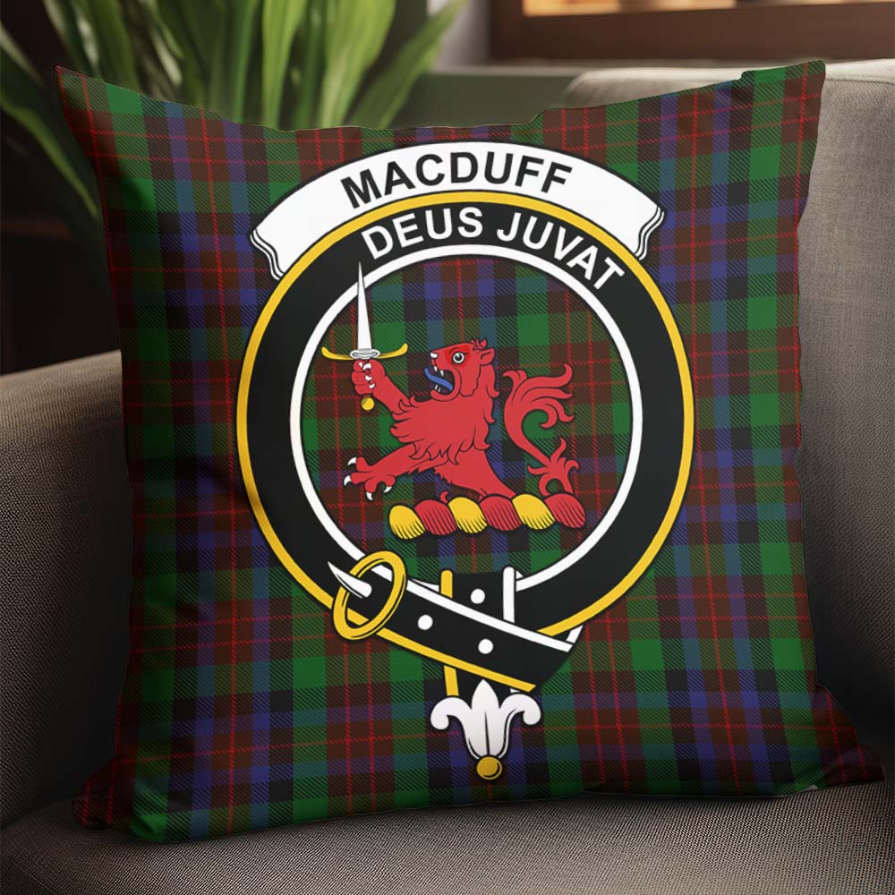 MacDuff Hunting Tartan Pillow Cover with Family Crest - Tartanvibesclothing