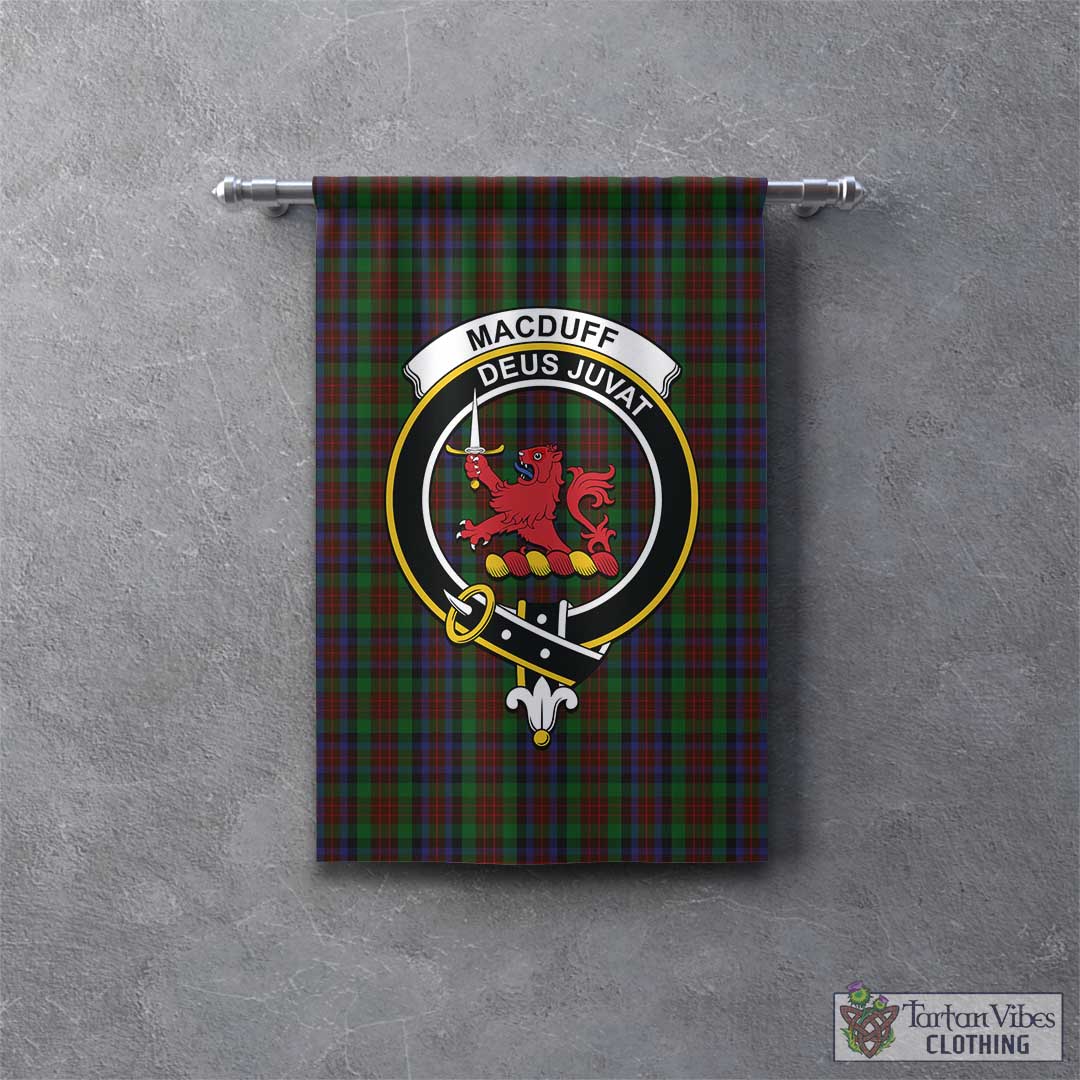 Tartan Vibes Clothing MacDuff Hunting Tartan Gonfalon, Tartan Banner with Family Crest