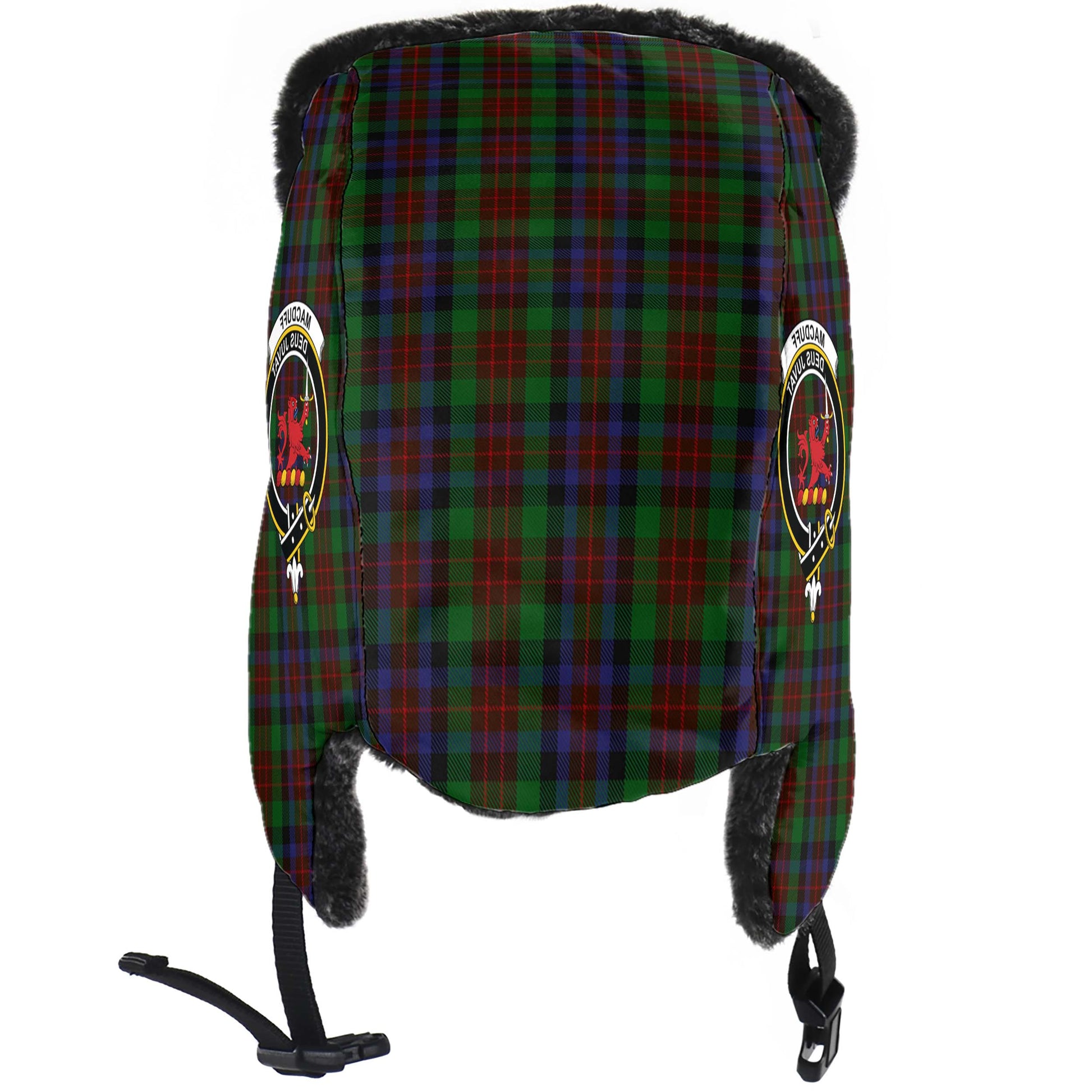 MacDuff Hunting Tartan Winter Trapper Hat with Family Crest - Tartanvibesclothing