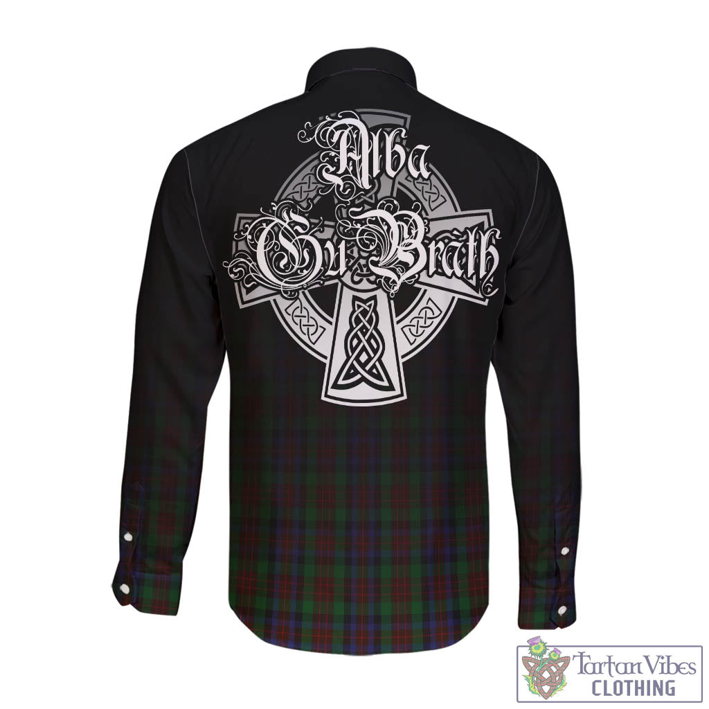 Tartan Vibes Clothing MacDuff Hunting Tartan Long Sleeve Button Up Featuring Alba Gu Brath Family Crest Celtic Inspired