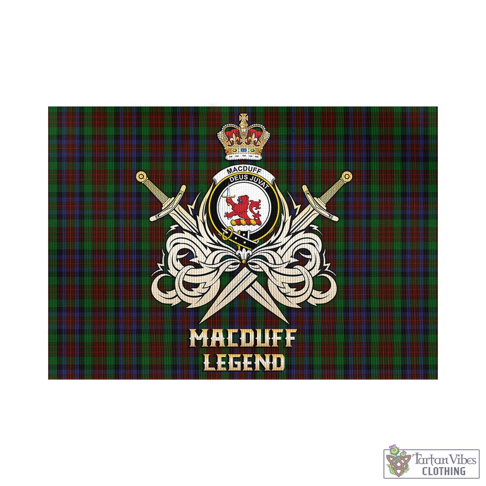 Tartan Vibes Clothing MacDuff Hunting Tartan Flag with Clan Crest and the Golden Sword of Courageous Legacy