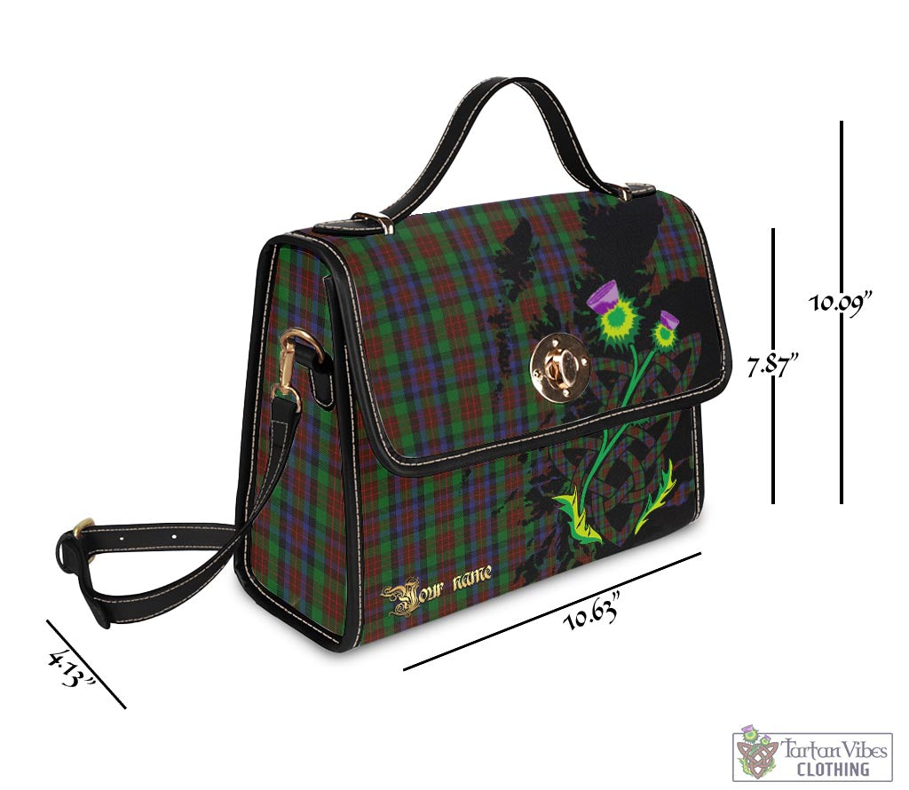 Tartan Vibes Clothing MacDuff Hunting Tartan Waterproof Canvas Bag with Scotland Map and Thistle Celtic Accents