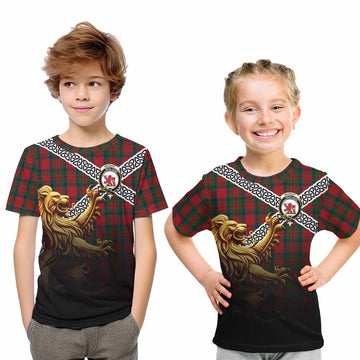 MacDuff (McDuff) Crest Tartan Kid T-Shirt with Golden Lion Emblem Celtic Style Youth XL Size14 - Tartan Vibes Clothing