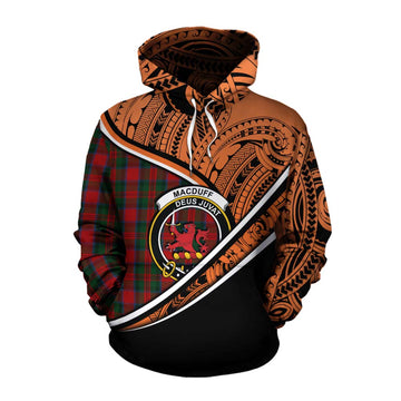 MacDuff (McDuff) Crest Tartan Cotton Hoodie with Polynesian Vibes Style - Orange Version