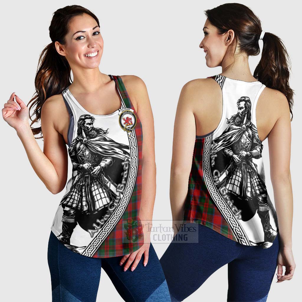 Tartan Vibes Clothing MacDuff (McDuff) Tartan Clan Crest Women's Racerback Tanks with Highlander Warrior Celtic Style