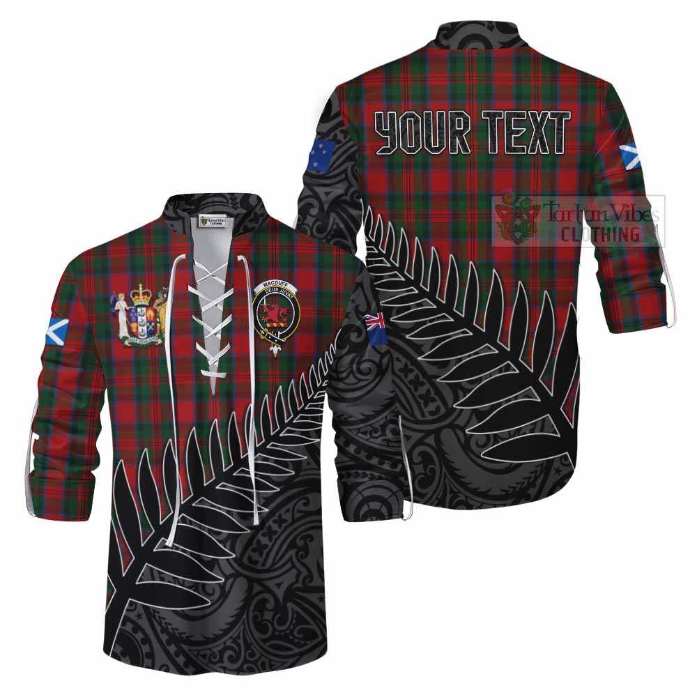 Tartan Vibes Clothing MacDuff (McDuff) Crest Tartan Ghillie Kilt Shirt with New Zealand Silver Fern Half Style