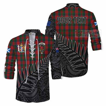 MacDuff (McDuff) Crest Tartan Ghillie Kilt Shirt with New Zealand Silver Fern Half Style