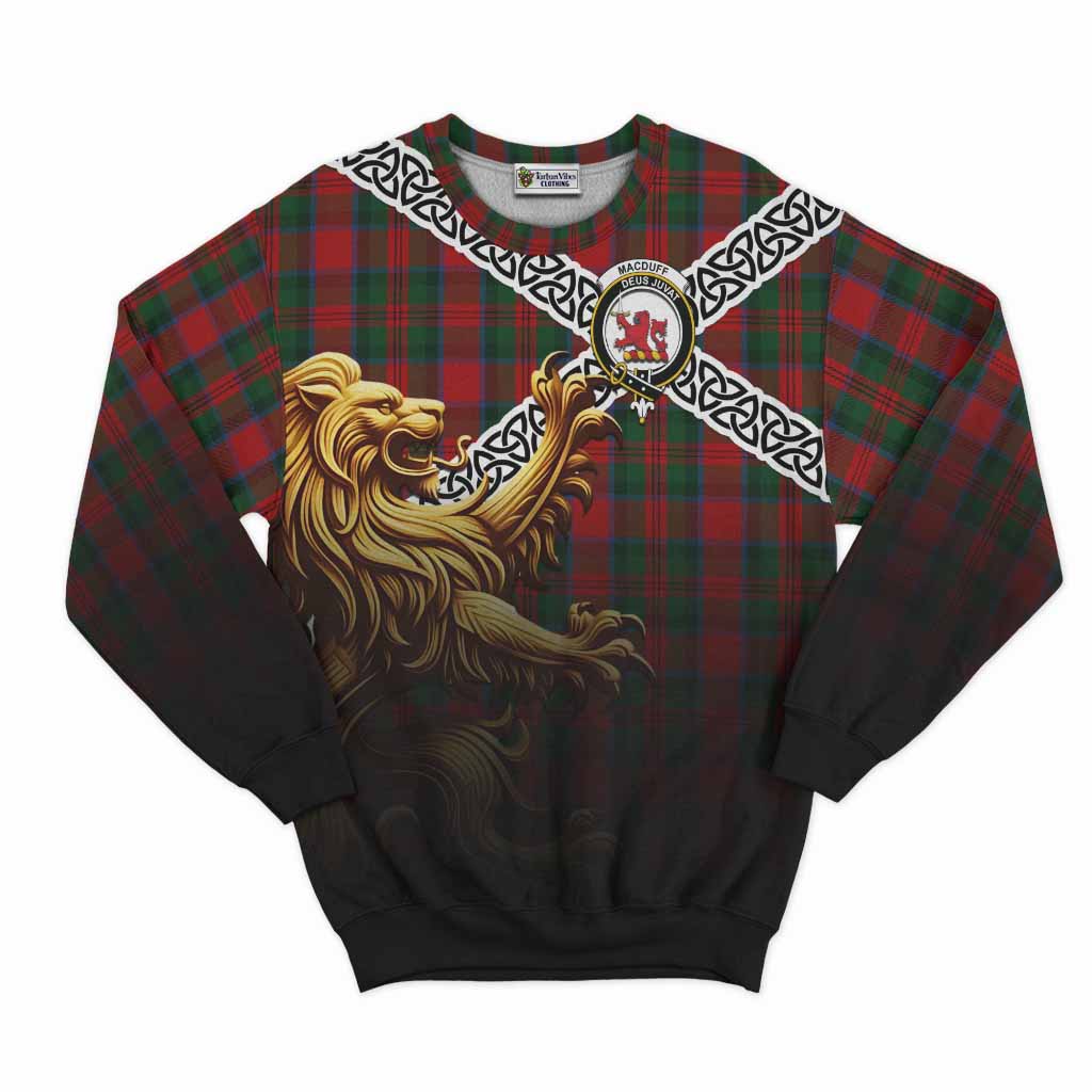 MacDuff (McDuff) Crest Tartan Sweatshirt with Golden Lion Emblem Celtic Style Unisex - Tartan Vibes Clothing