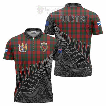 MacDuff (McDuff) Crest Tartan Zipper Polo Shirt with New Zealand Silver Fern Half Style