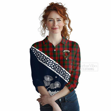 MacDuff (McDuff) Tartan Women's Casual Shirt Featuring Thistle and Scotland Map