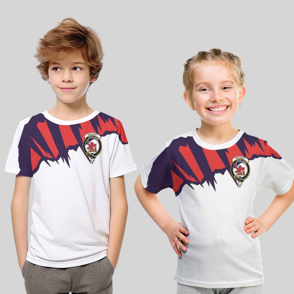 MacDuff (McDuff) Clan Crest Kid T-Shirt with Retro Sport Style Youth XL Size14 - 2D-tartanvibesclothing