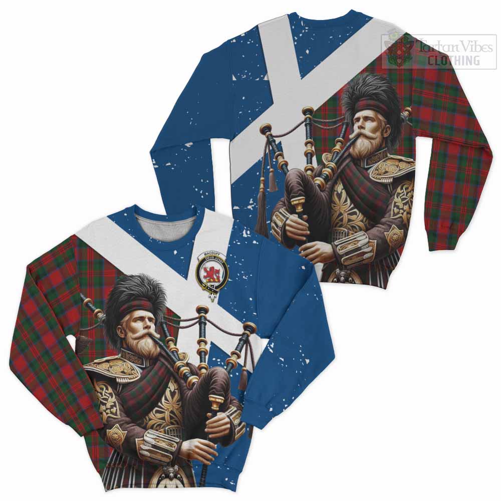 Tartan Vibes Clothing MacDuff (McDuff) Tartan Sweatshirt with Family Crest Scottish Bagpiper Vibes