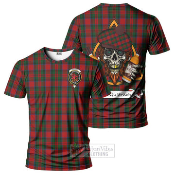 MacDuff (McDuff) Tartan T-Shirt with Family Crest and Bearded Skull Holding Bottles of Whiskey