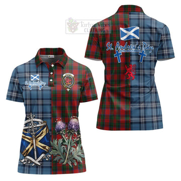 MacDuff (McDuff) Tartan Women's Polo Shirt Happy St. Andrew's Day Half Tartan Style