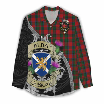 MacDuff (McDuff) Tartan Family Crest Women's Casual Shirt Lion Rampant Royal Thistle Shield Celtic Inspired Female - Tartan Vibes Clothing