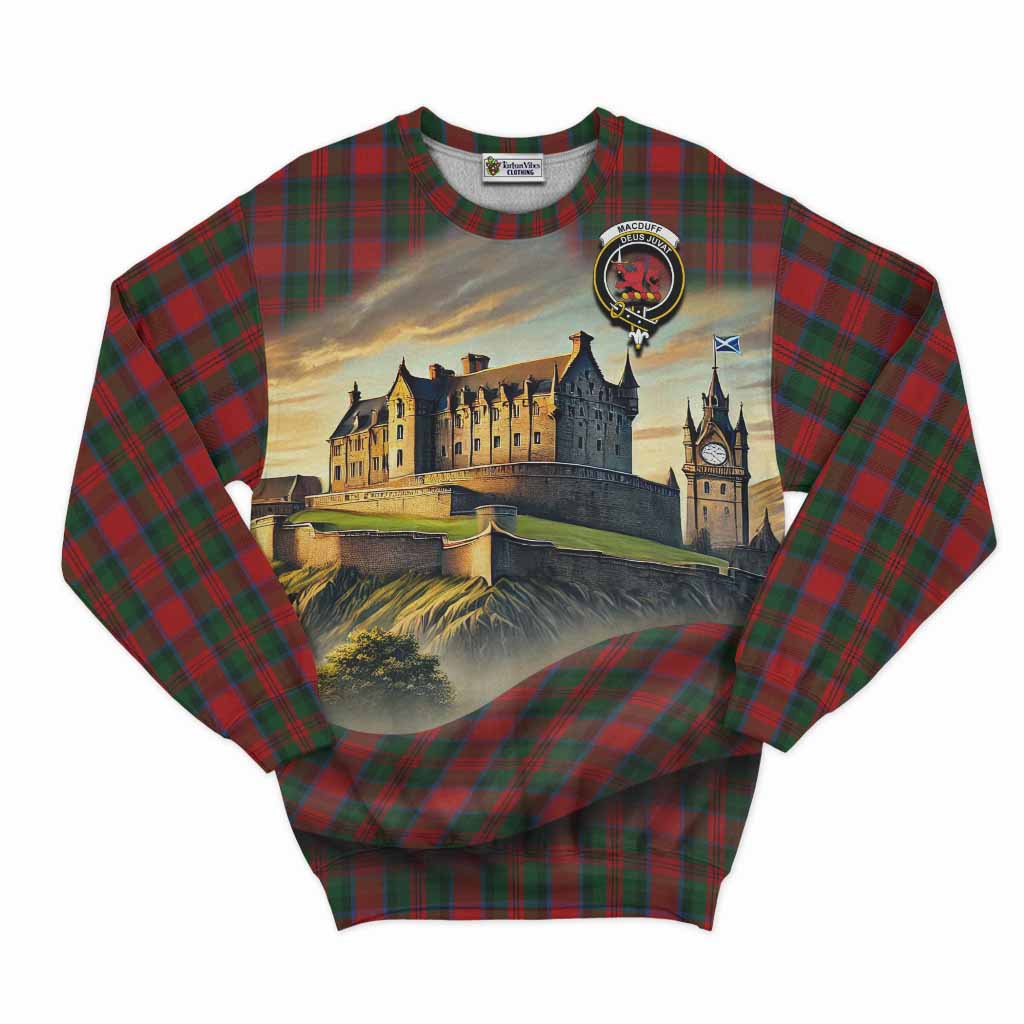 MacDuff (McDuff) Tartan Family Crest Sweatshirt with Scottish Ancient Castle Style Unisex - Tartan Vibes Clothing