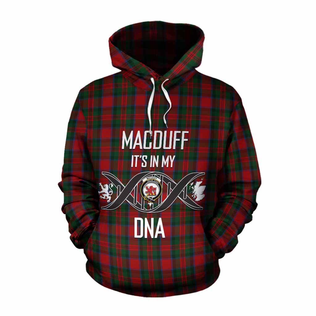 Tartan Vibes Clothing MacDuff (McDuff) Tartan Cotton Hoodie with Family Crest DNA In Me Style