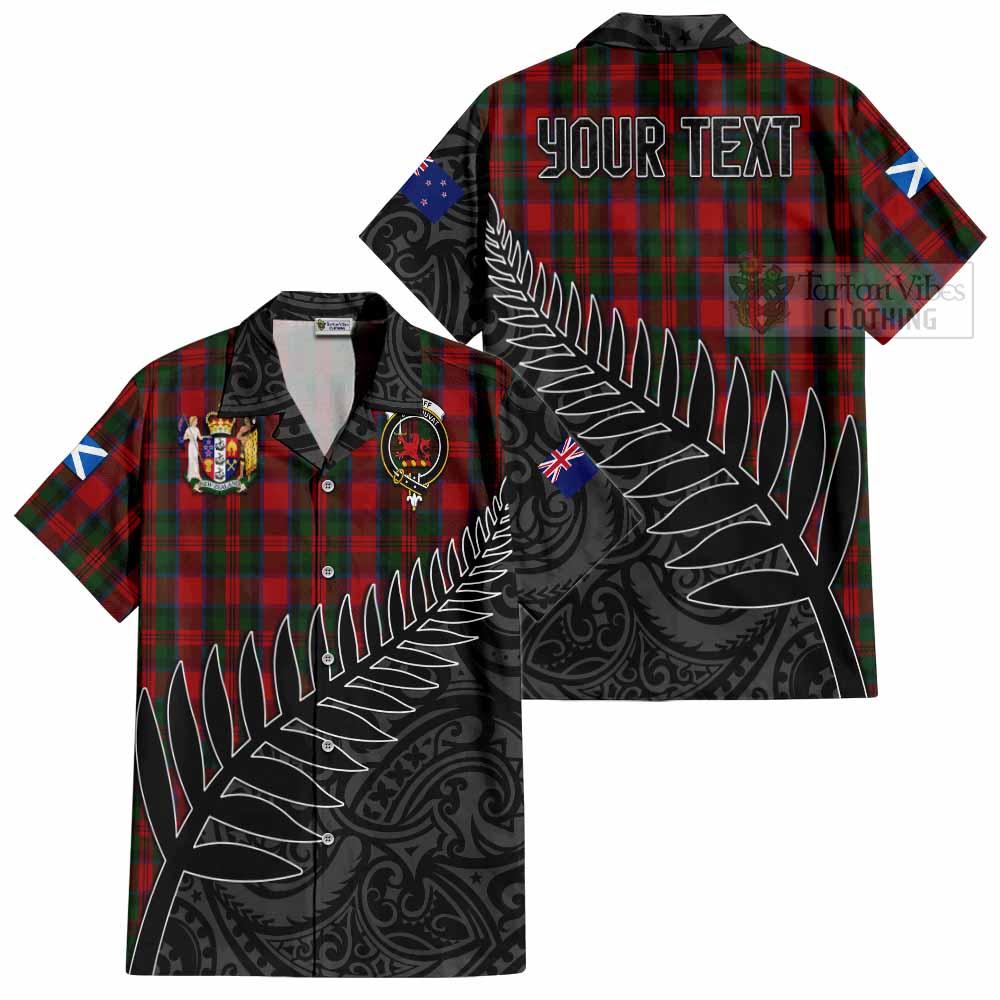 Tartan Vibes Clothing MacDuff (McDuff) Crest Tartan Short Sleeve Button Shirt with New Zealand Silver Fern Half Style