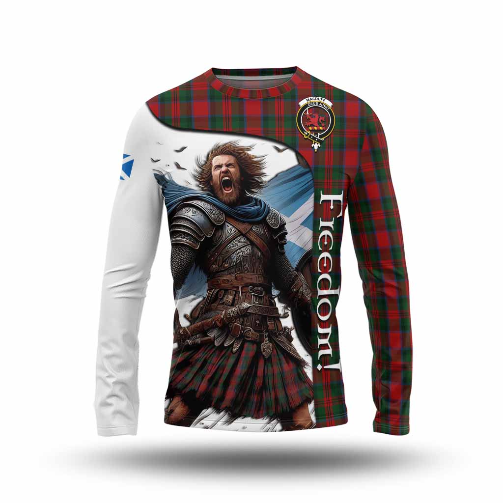 Tartan Vibes Clothing MacDuff (McDuff) Crest Tartan Long Sleeve T-Shirt Inspired by the Freedom of Scottish Warrior