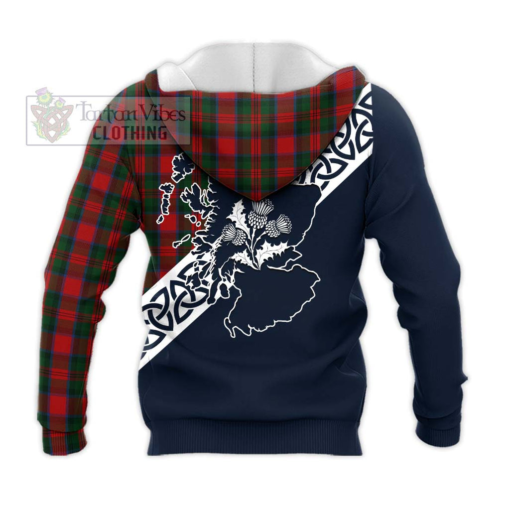 Tartan Vibes Clothing MacDuff (McDuff) Tartan Knitted Hoodie Featuring Thistle and Scotland Map