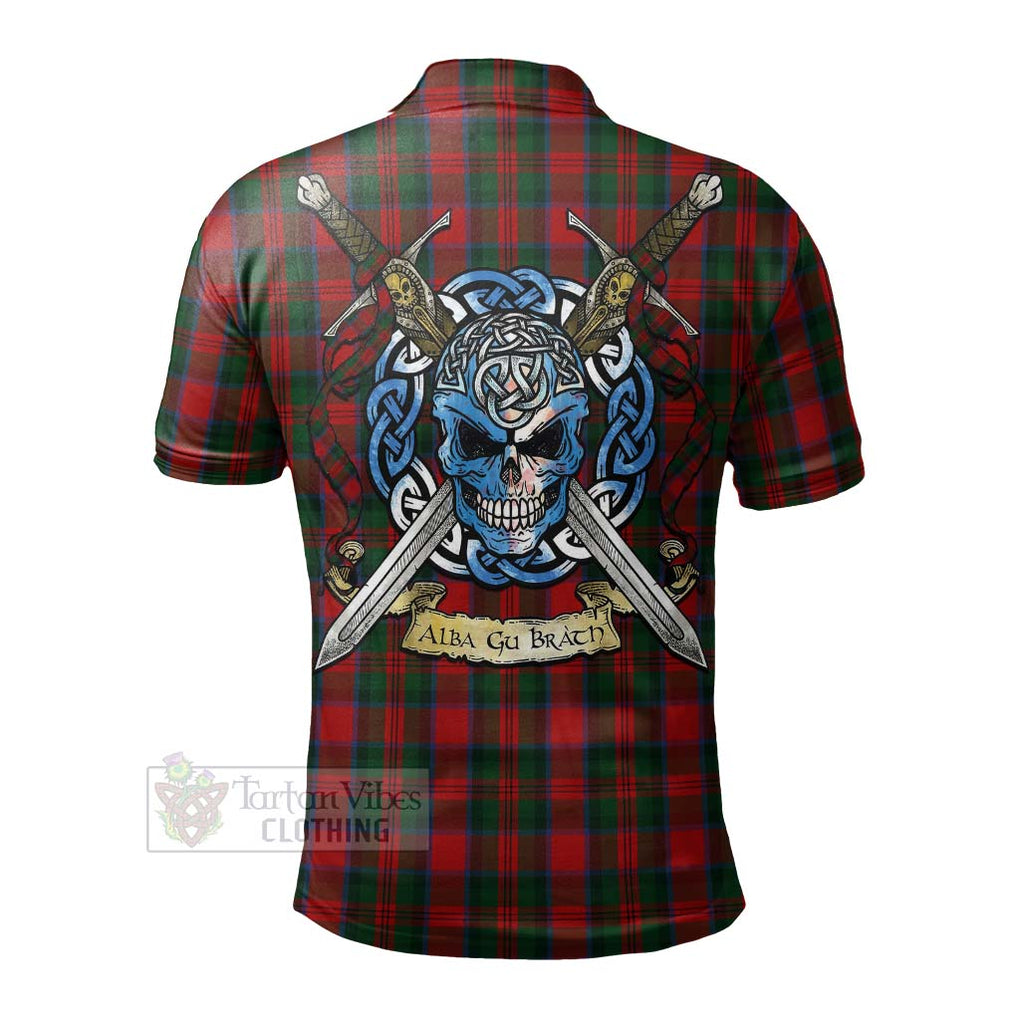 Tartan Vibes Clothing MacDuff (McDuff) Tartan Polo Shirt with Family Crest Celtic Skull Style