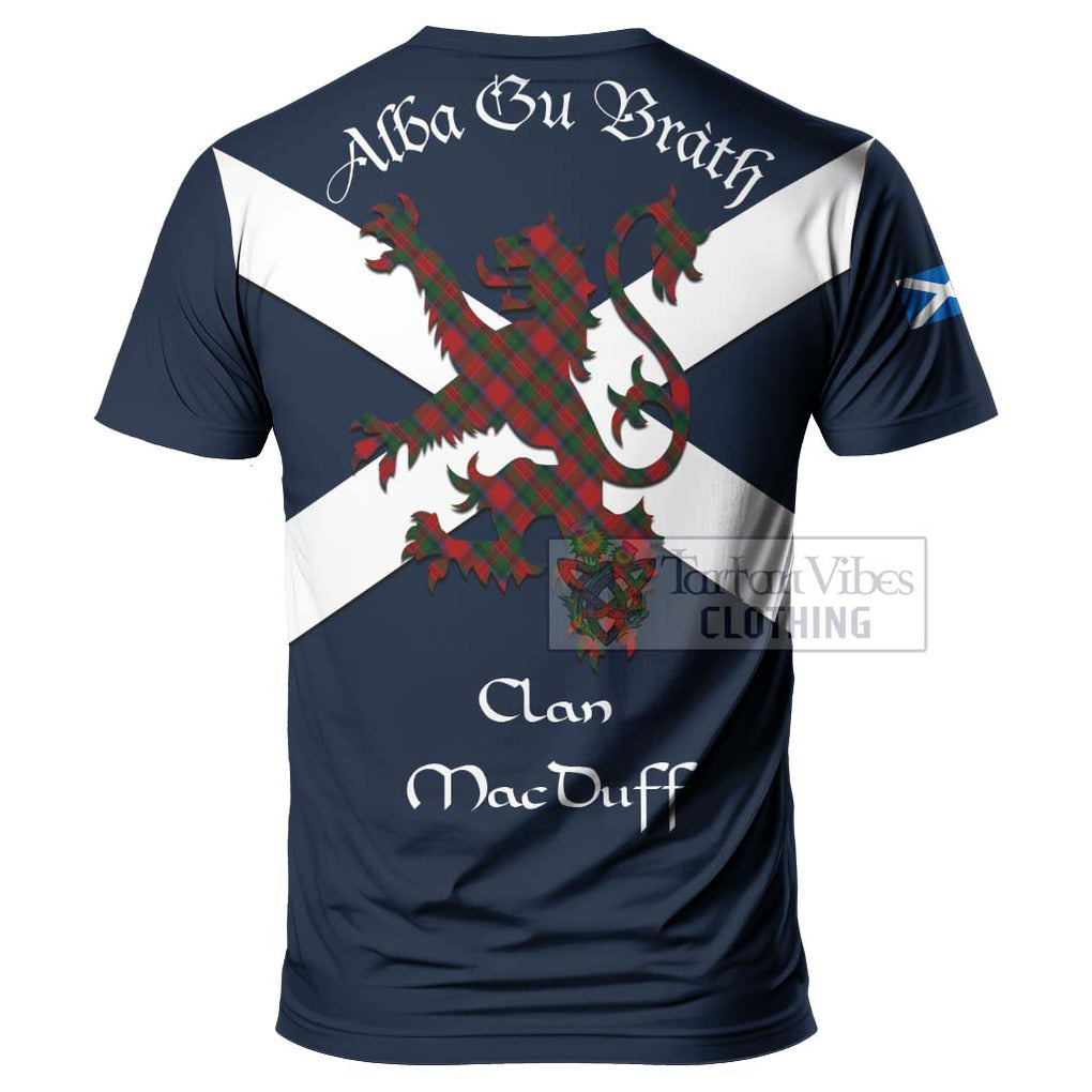 Tartan Vibes Clothing MacDuff (McDuff) Tartan Lion Rampant T-Shirt – Proudly Display Your Heritage with Alba Gu Brath and Clan Name