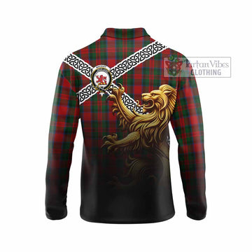 MacDuff (McDuff) Crest Tartan Long Sleeve Polo Shirt with Golden Lion Emblem Celtic Style - Tartan Vibes Clothing