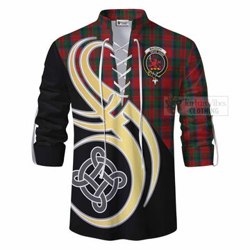 MacDuff (McDuff) Tartan Ghillie Kilt Shirt with Family Crest and Celtic Symbol Style