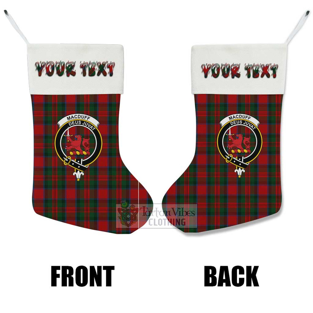 Tartan Vibes Clothing MacDuff (McDuff) Tartan Family Crest Christmas Stocking with Personalized Text