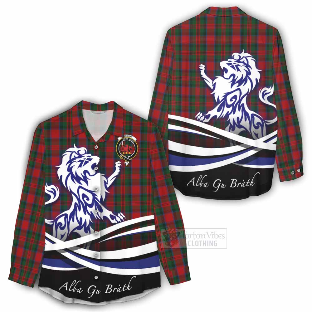 Tartan Vibes Clothing MacDuff (McDuff) Tartan Women's Casual Shirt with Alba Gu Brath Regal Lion Emblem