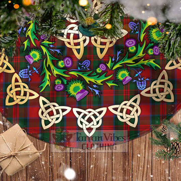 MacDuff (McDuff) Tartan Christmas Tree Skirt with Thistle Celtic Knot Style