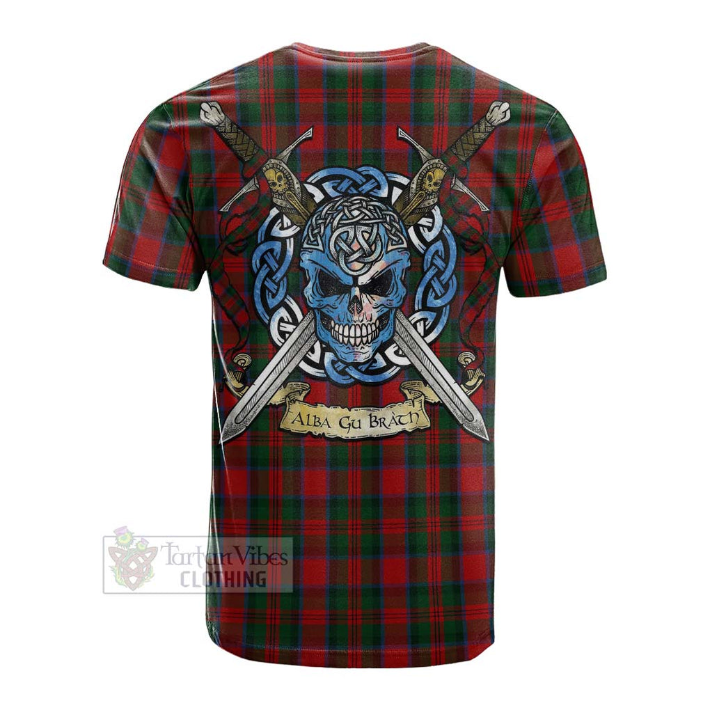 Tartan Vibes Clothing MacDuff (McDuff) Tartan Cotton T-shirt with Family Crest Celtic Skull Style