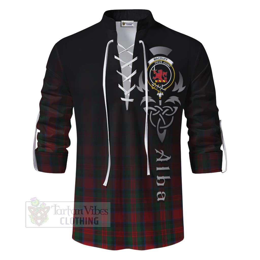 Tartan Vibes Clothing MacDuff (McDuff) Tartan Ghillie Kilt Shirt Featuring Alba Gu Brath Family Crest Celtic Inspired