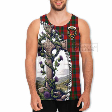 MacDuff (McDuff) Tartan Men's Tank Top with Family Crest and St. Andrew's Cross Accented by Thistle Vines - Tartan Vibes Clothing