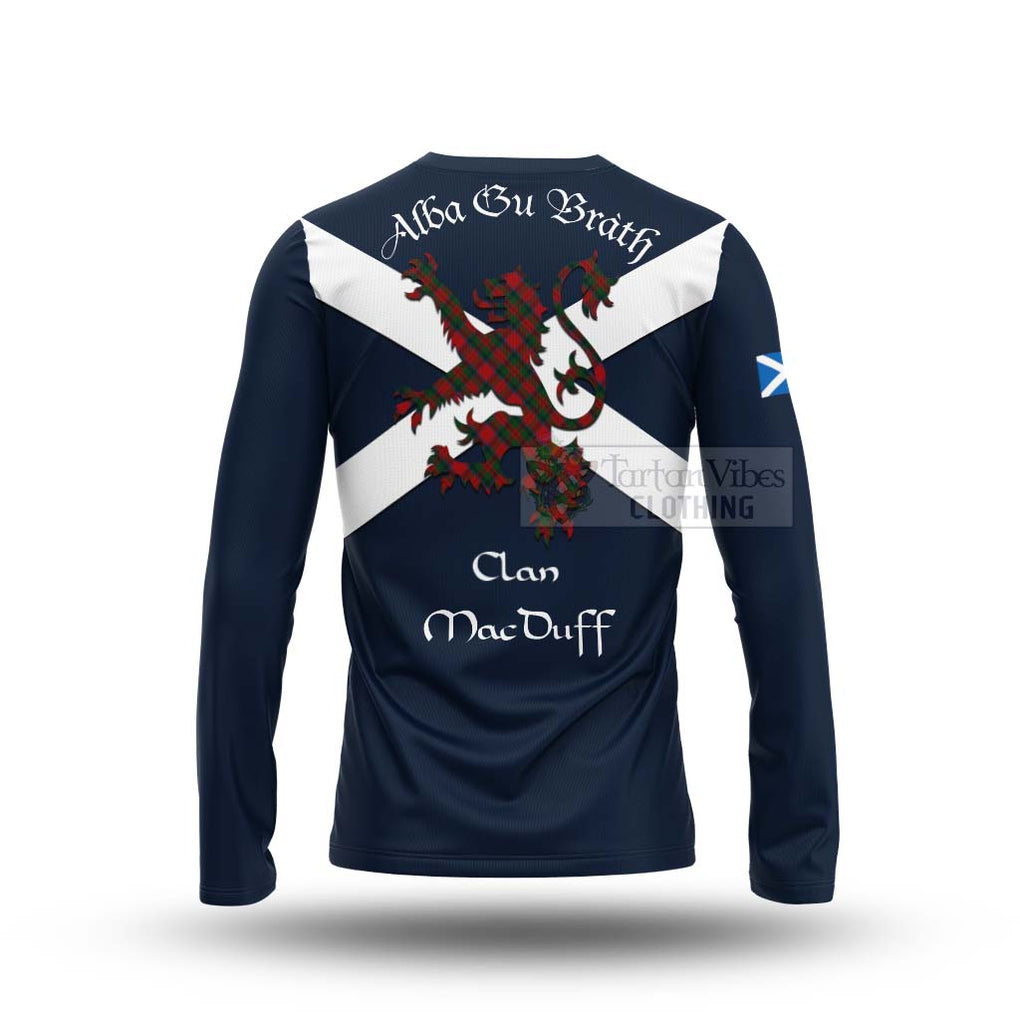 Tartan Vibes Clothing MacDuff (McDuff) Tartan Lion Rampant Long Sleeve T-Shirt – Proudly Display Your Heritage with Alba Gu Brath and Clan Name