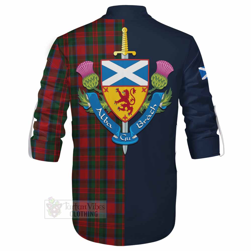 MacDuff (McDuff) Tartan Ghillie Kilt Shirt Alba with Scottish Lion Royal Arm Half Style