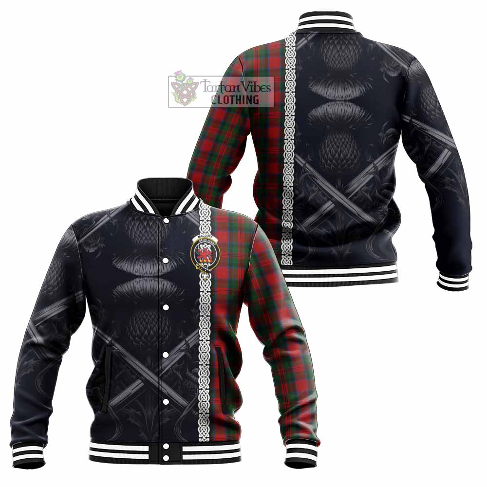 Tartan Vibes Clothing MacDuff (McDuff) Tartan Baseball Jacket with Family Crest Cross Sword Thistle Celtic Vibes