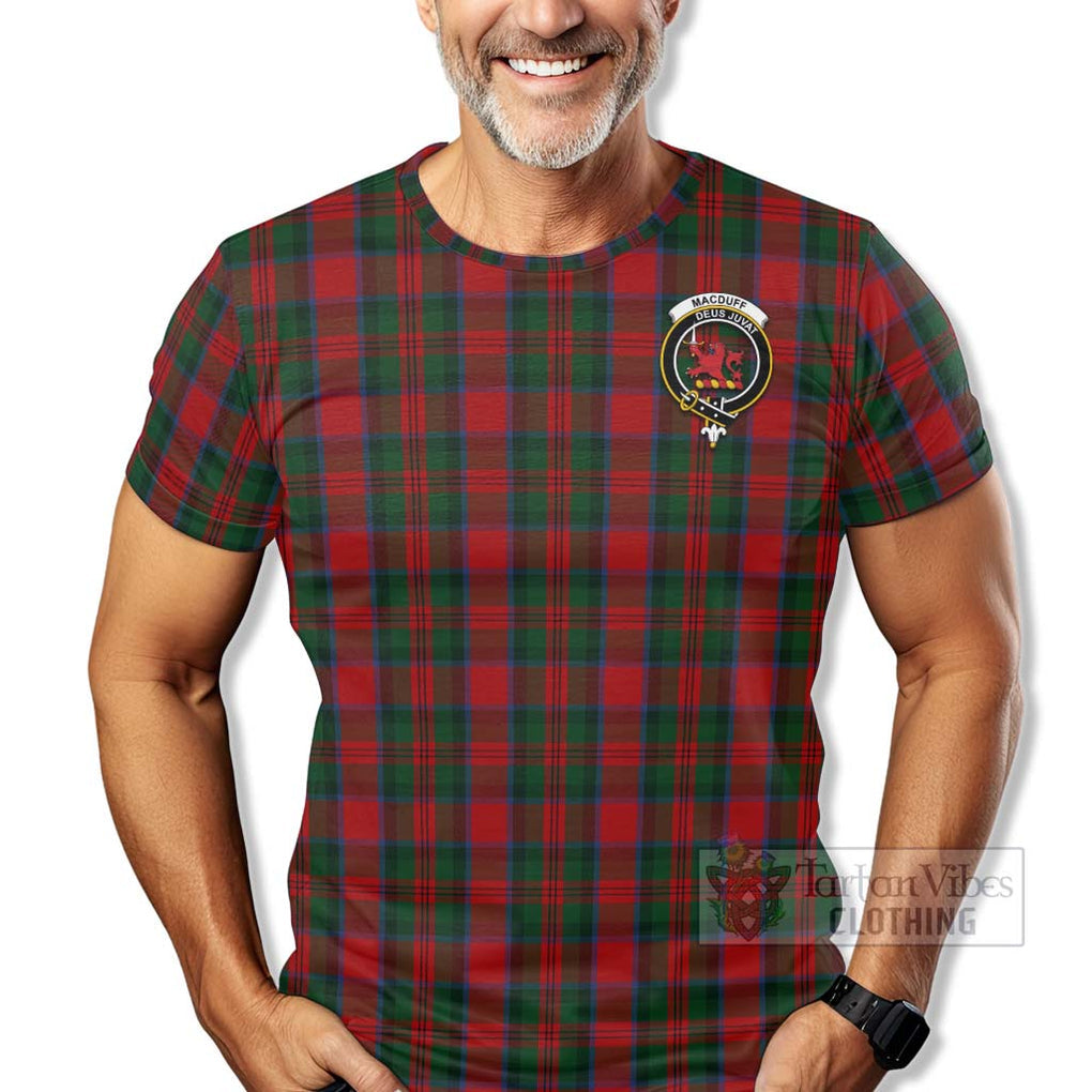 Tartan Vibes Clothing MacDuff (McDuff) Tartan T-Shirt with Family Crest Celtic Skull Style