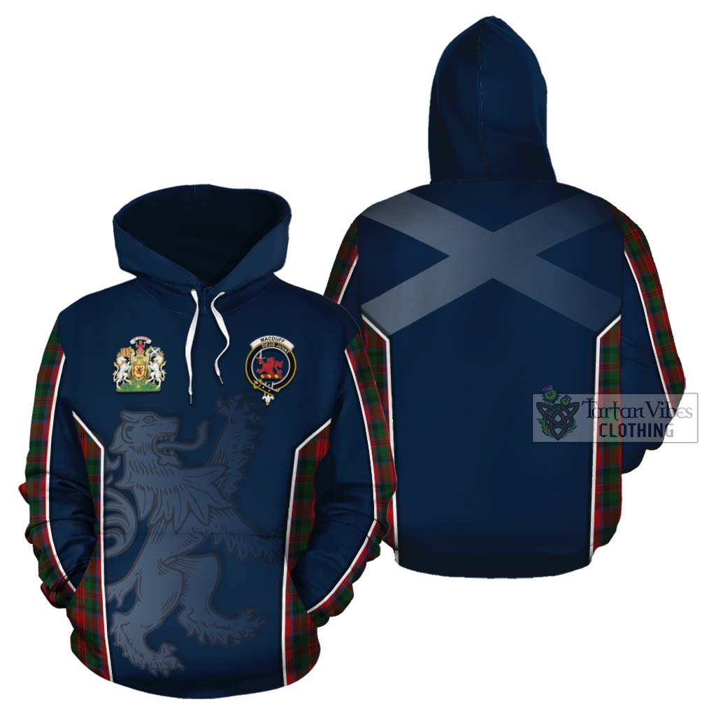 Tartan Vibes Clothing MacDuff (McDuff) Tartan Cotton Hoodie with Family Crest and Lion Rampant Vibes Sport Style