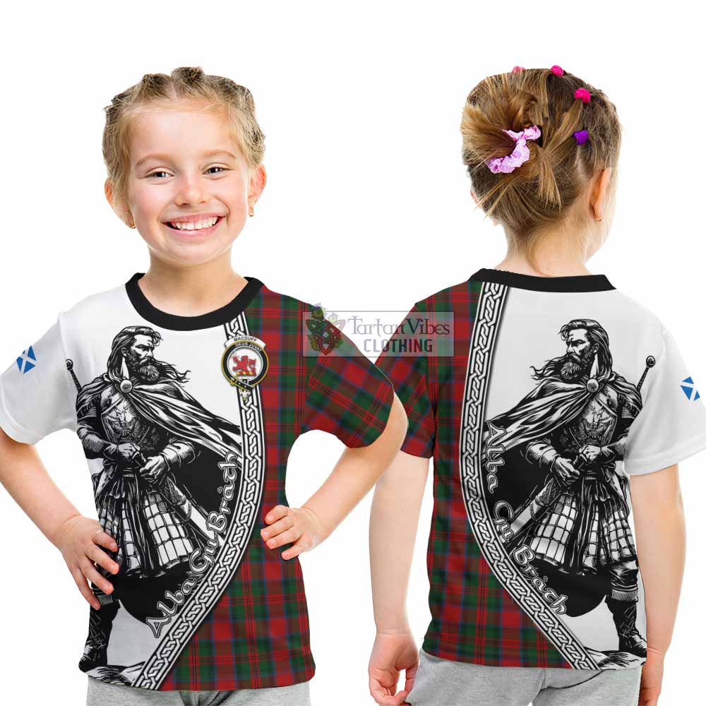 MacDuff (McDuff) Tartan Clan Crest Kid T-Shirt with Highlander Warrior Celtic Style - Tartan Vibes Clothing