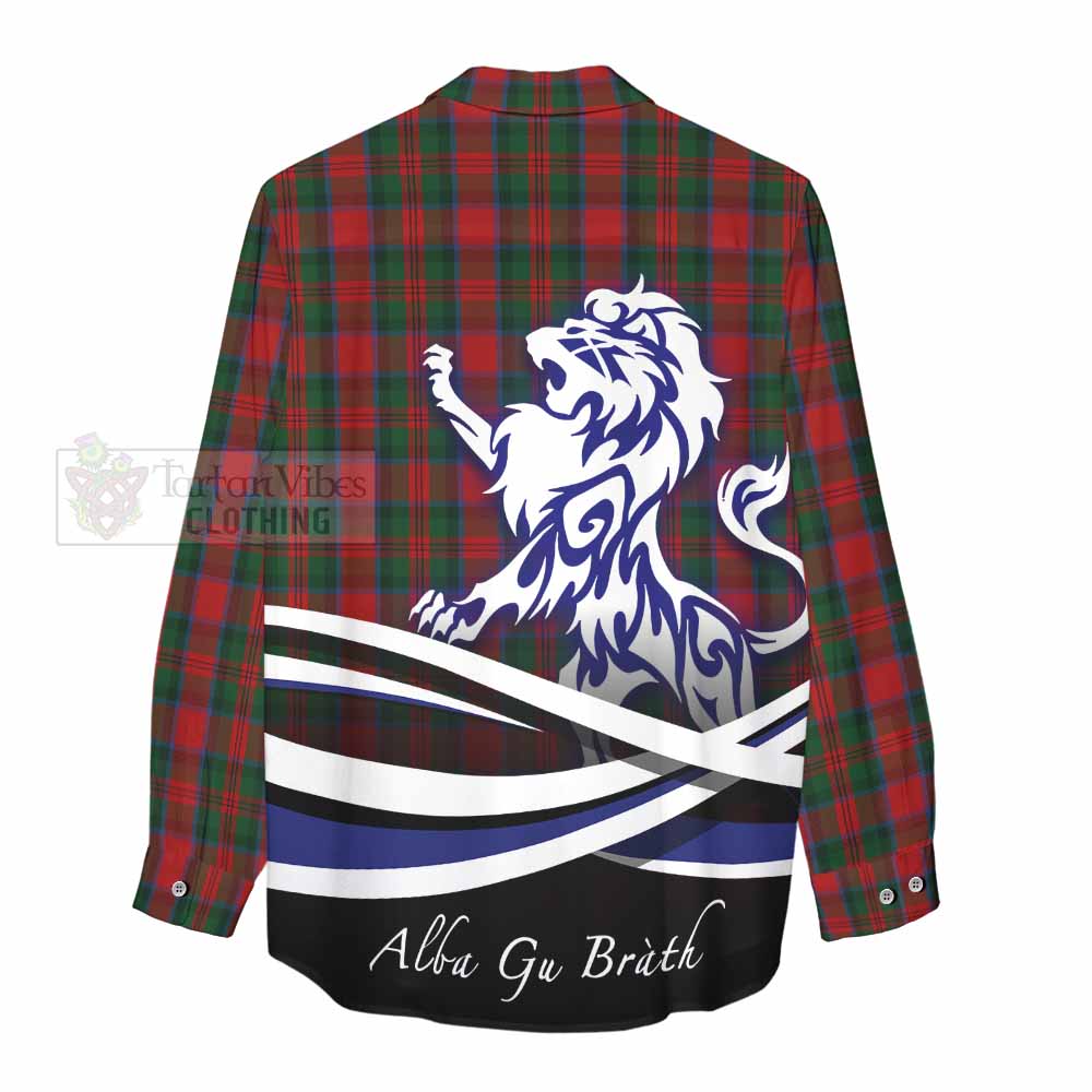 Tartan Vibes Clothing MacDuff (McDuff) Tartan Women's Casual Shirt with Alba Gu Brath Regal Lion Emblem