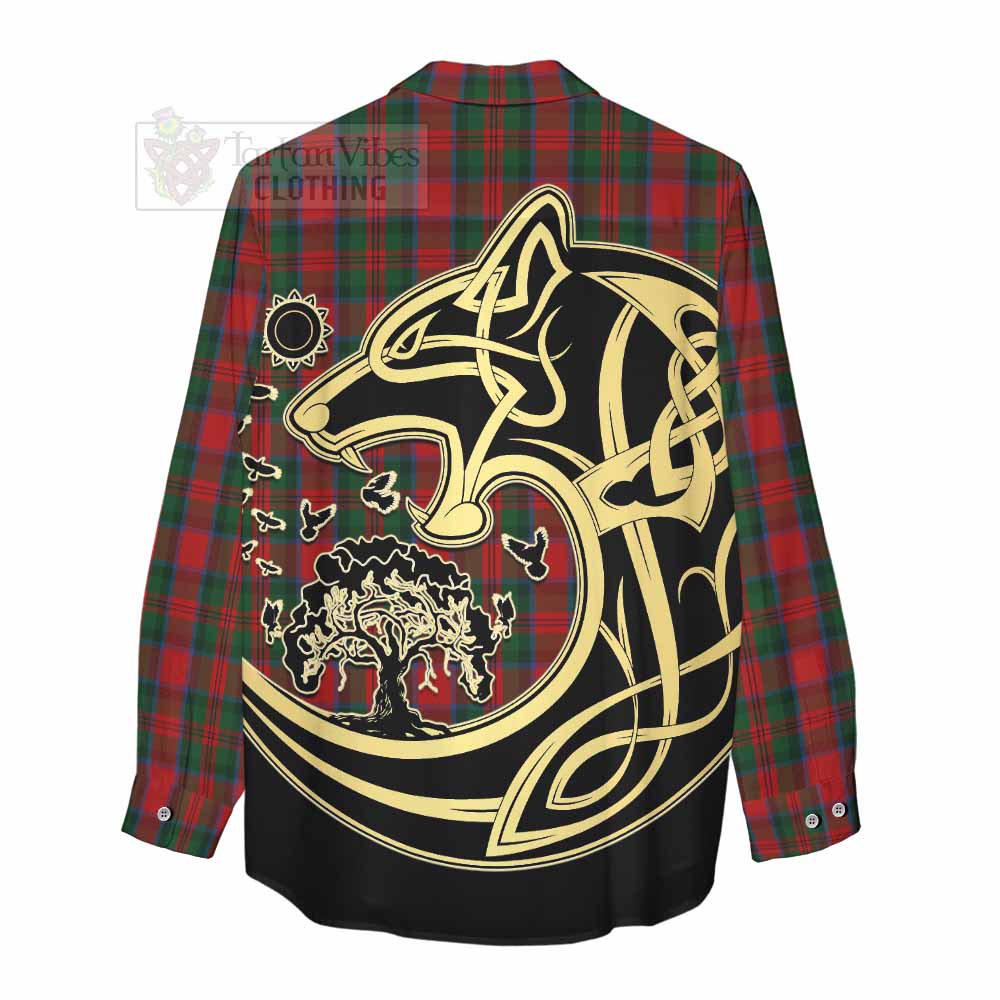 Tartan Vibes Clothing MacDuff (McDuff) Tartan Women's Casual Shirt with Family Crest Celtic Wolf Style