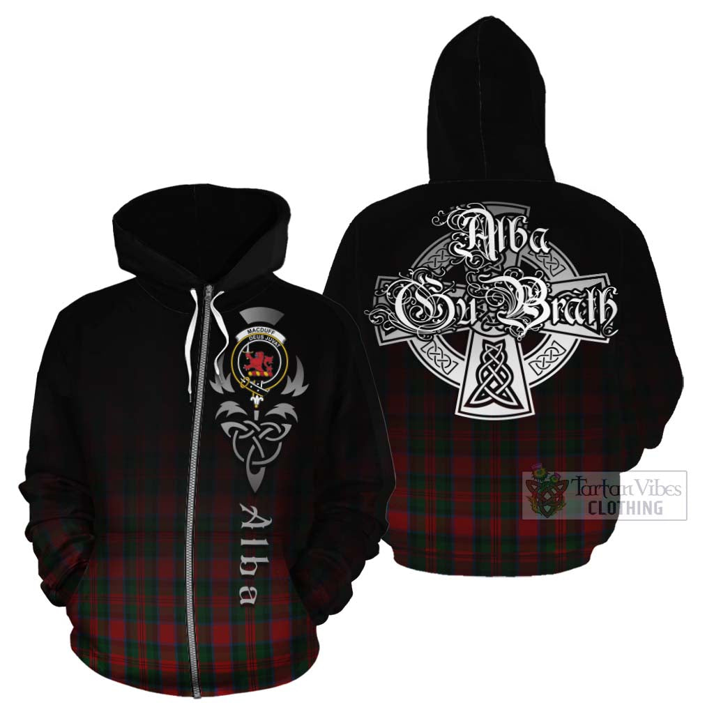 Tartan Vibes Clothing MacDuff (McDuff) Tartan Cotton Hoodie Featuring Alba Gu Brath Family Crest Celtic Inspired