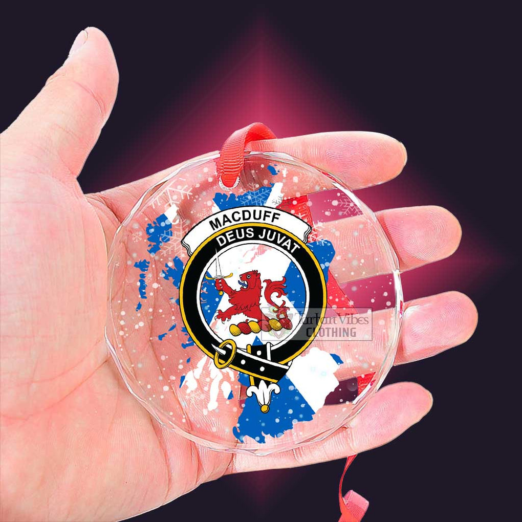 Tartan Vibes Clothing MacDuff (McDuff) Clan Crest Christmas Glass Ornament with Scotland Map