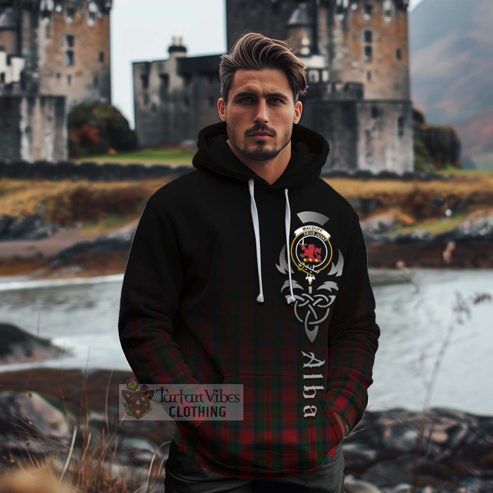 Tartan Vibes Clothing MacDuff (McDuff) Tartan Cotton Hoodie Featuring Alba Gu Brath Family Crest Celtic Inspired