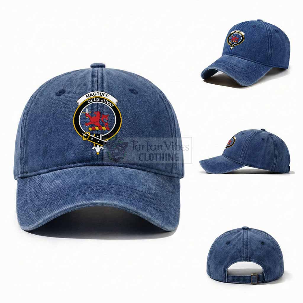 MacDuff (McDuff) Scottish Clan Crest Washed Baseball Cap One Size (Adjustable) Royal Blue - Tartan Vibes Clothing