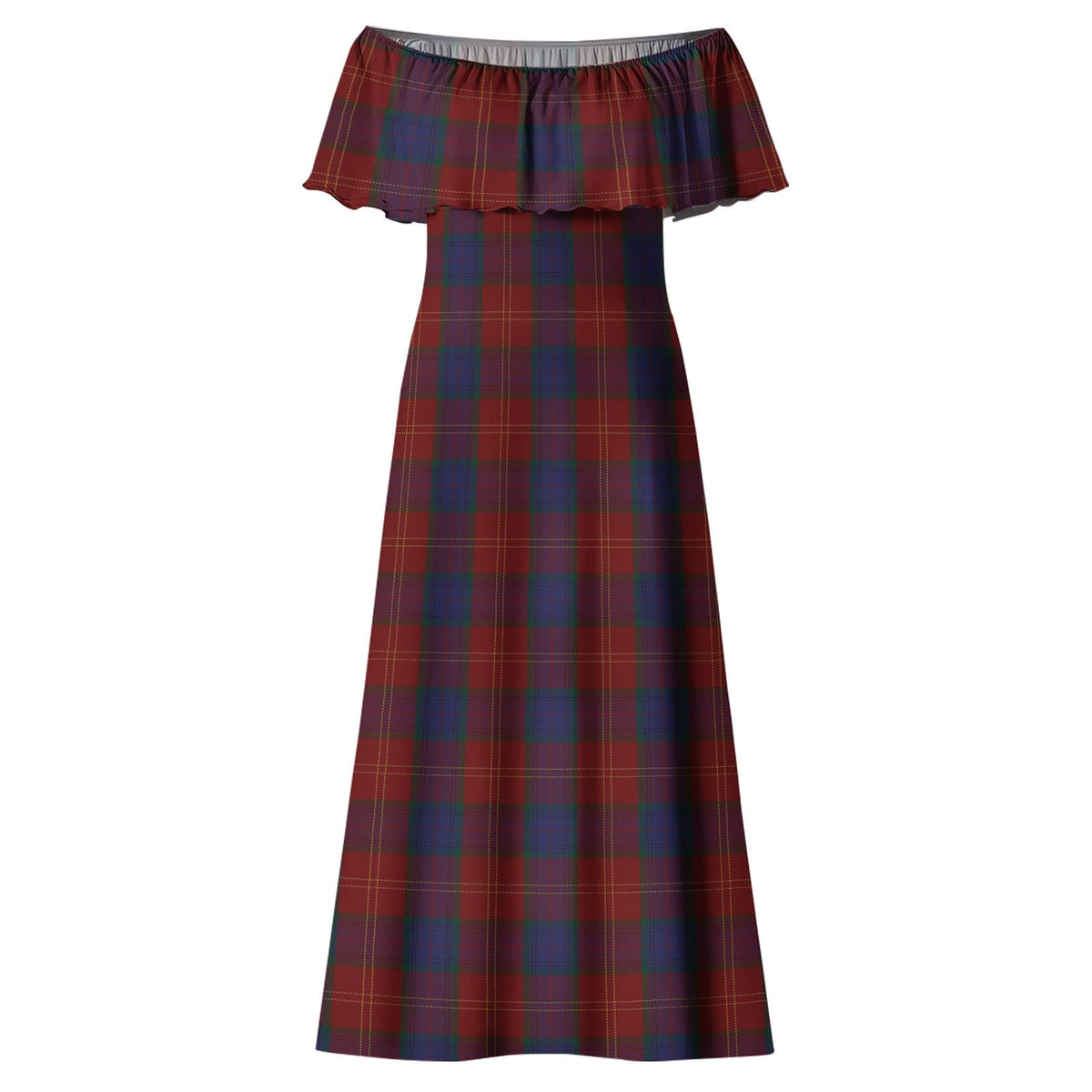 MacEdward (McEdward) Tartan Off Shoulder Long Dress - Tartan Vibes Clothing