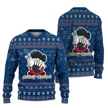 MacEwan Clan Christmas Family Knitted Sweater with Funny Gnome Playing Bagpipes